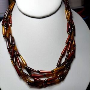 Necklace tear-drop and round beads 5-strands 30"